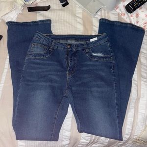 Dark washed flared jeans from shein